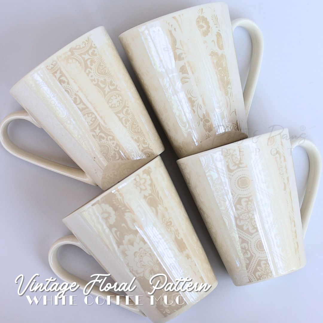 Vintage Floral Printed White Coffee Mug