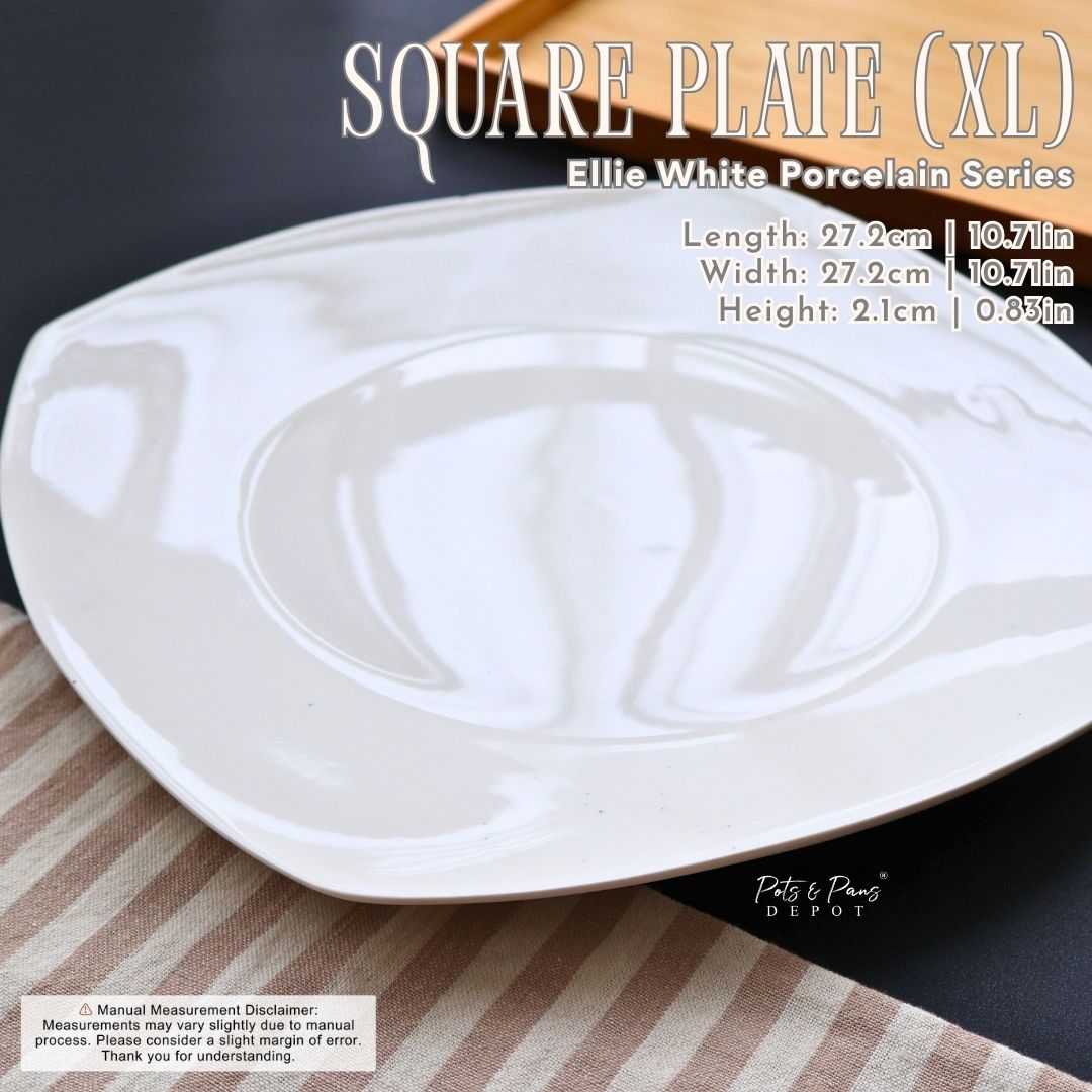 Ellie White Porcelain Square Plate