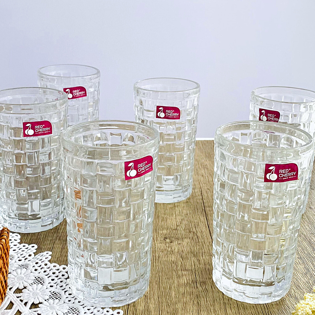 Red Cherry Glass Tumbler with Design