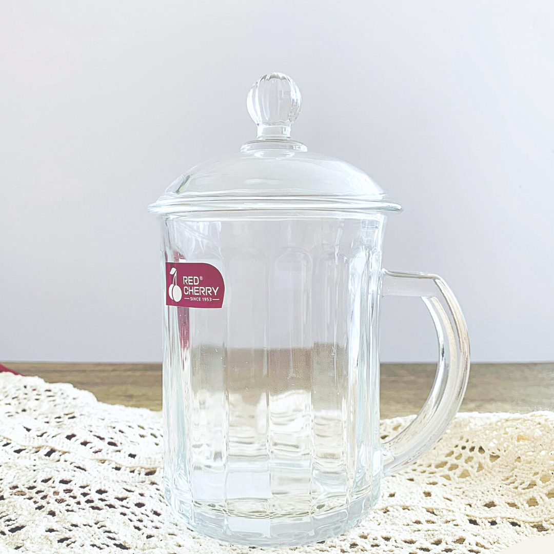 Glass mug with online cover