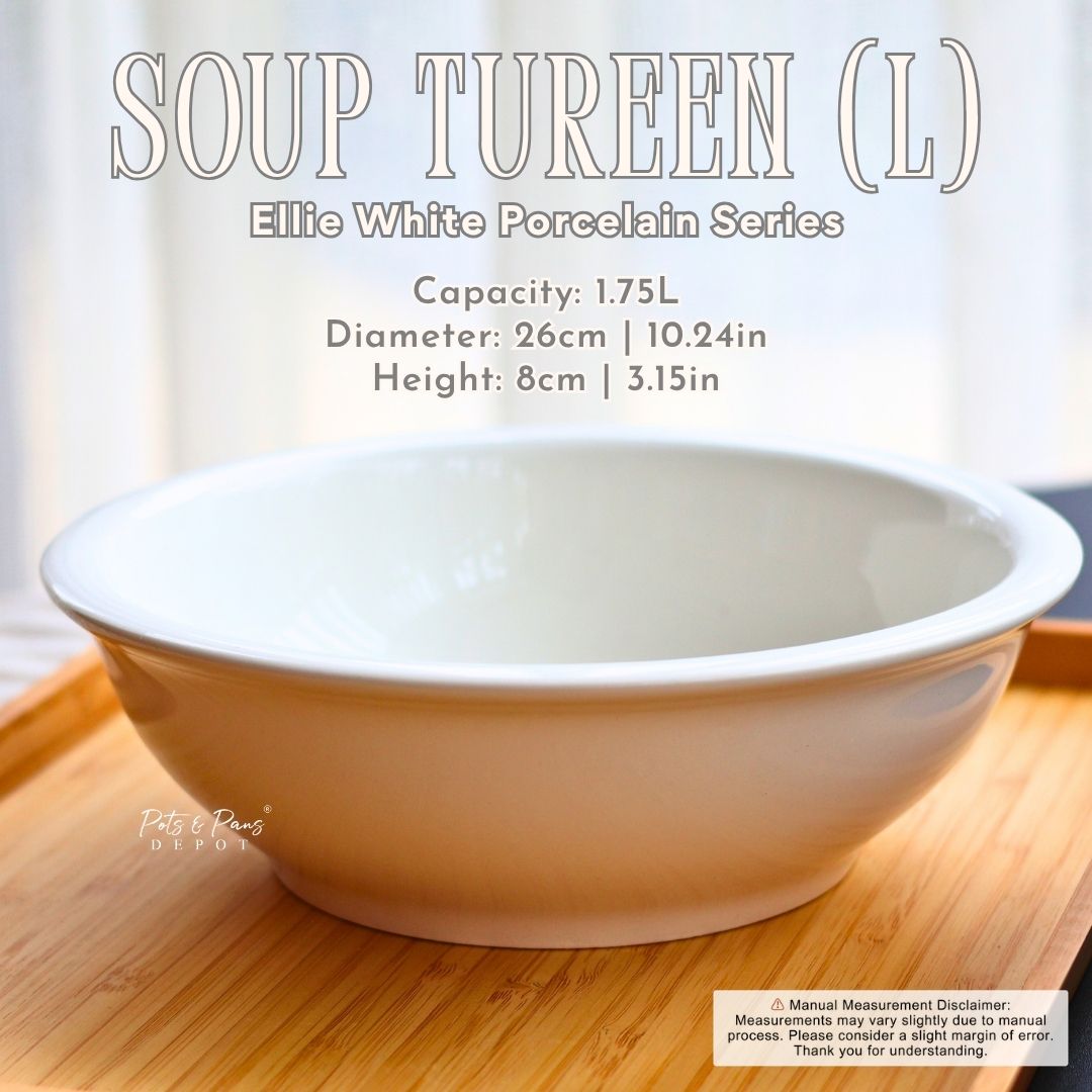 Ellie White Porcelain Soup Tureen Bowl