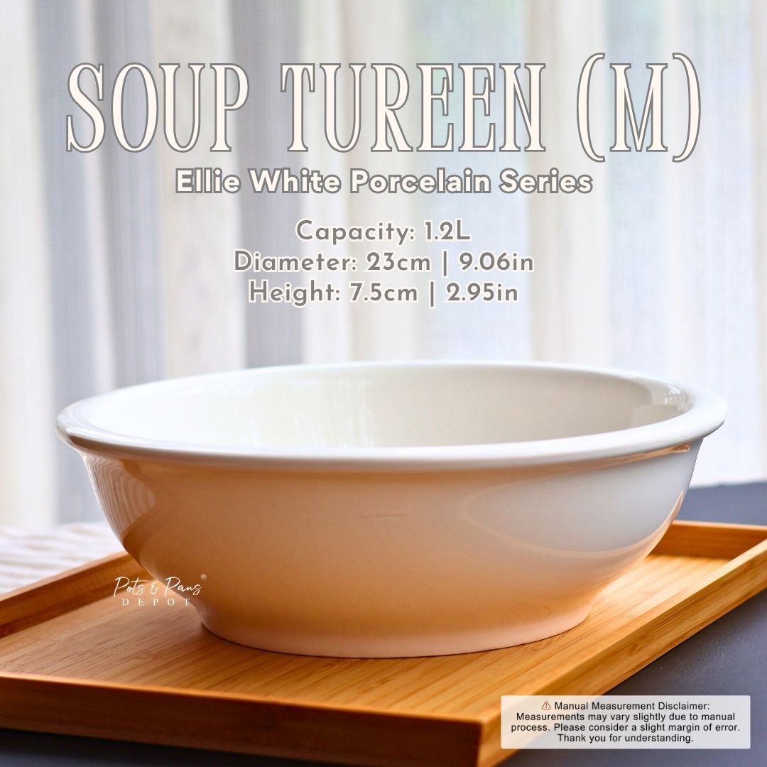 Ellie White Porcelain Soup Tureen Bowl