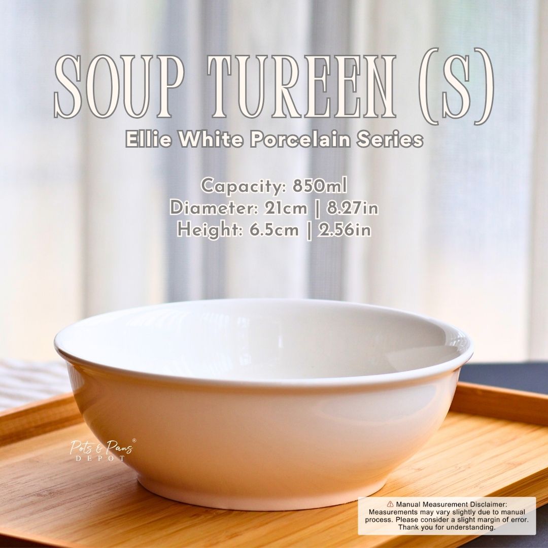 Ellie White Porcelain Soup Tureen Bowl