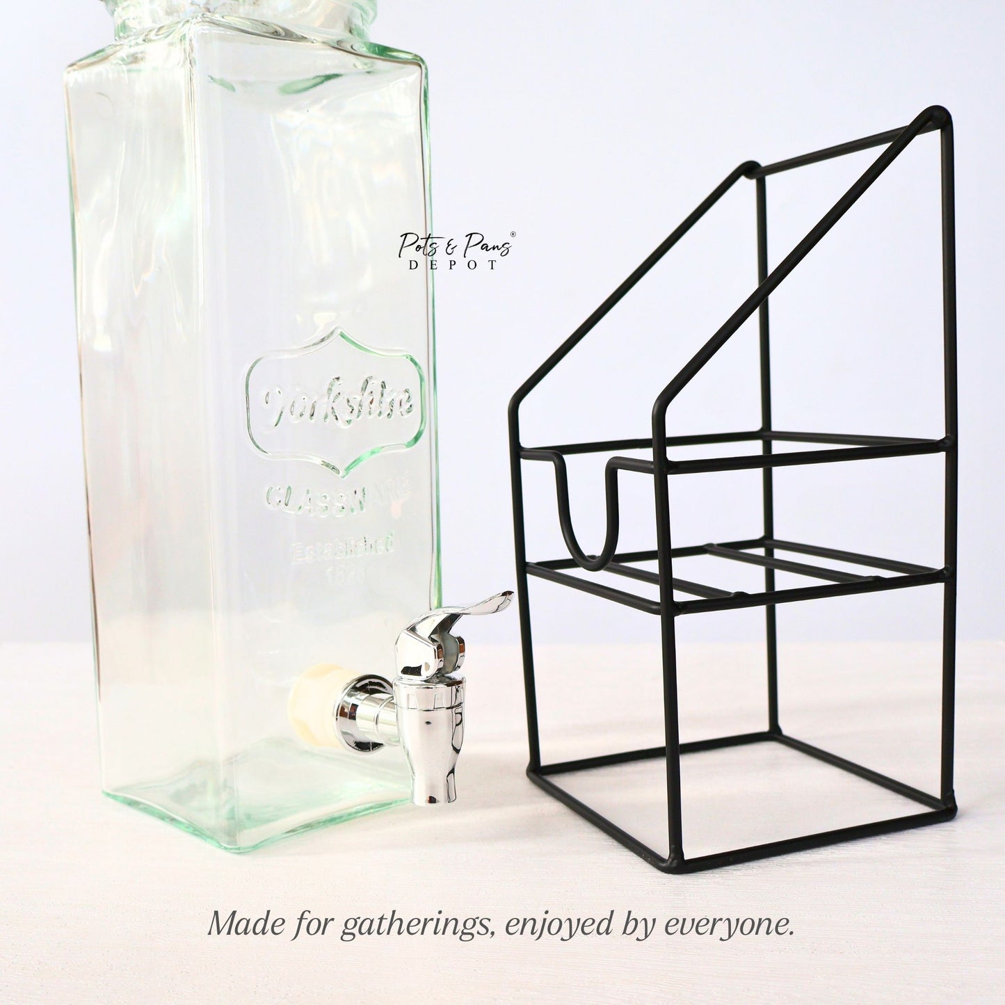 Glass Beverage Airtight Dispenser 2.2L | Gift Box + Stand Included