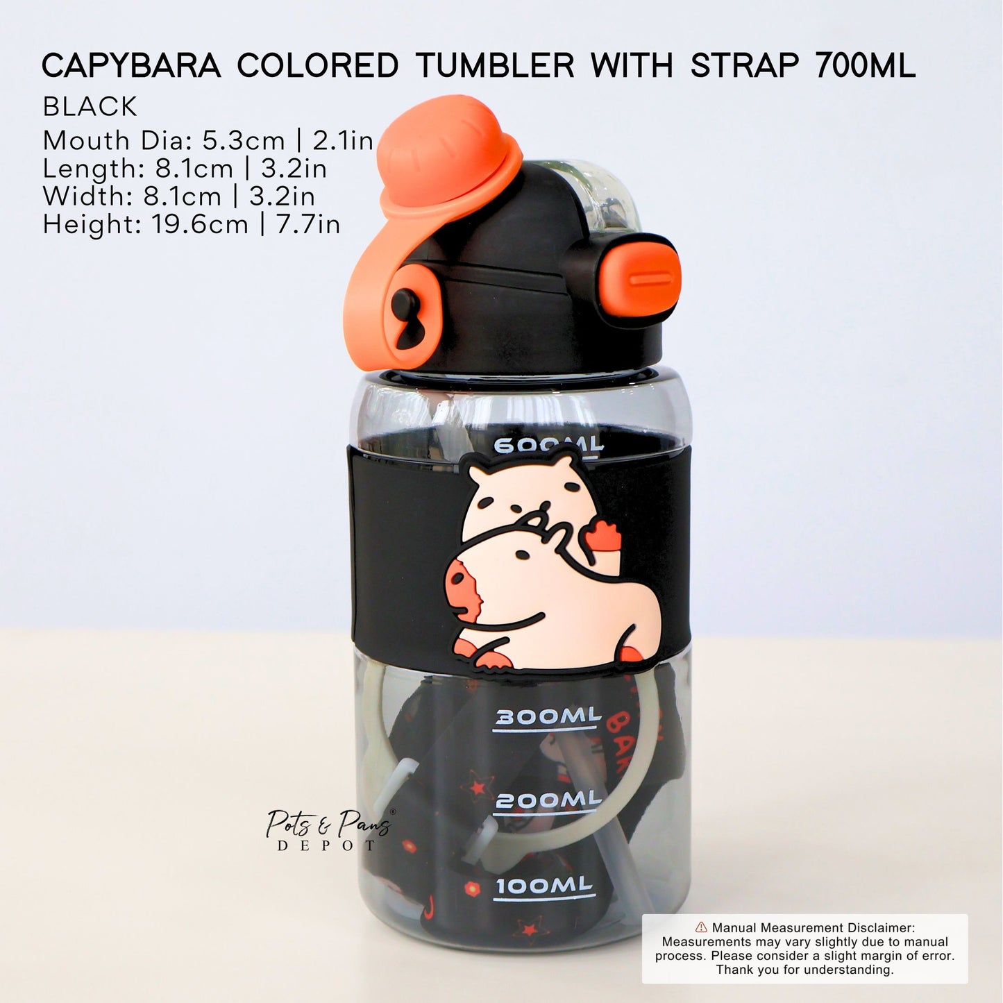 Capybara Colored Water Tumbler with Strap