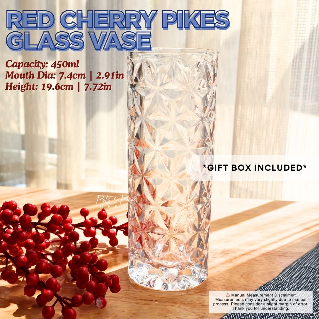 Red Cherry Pikes Glass Vase 525ml