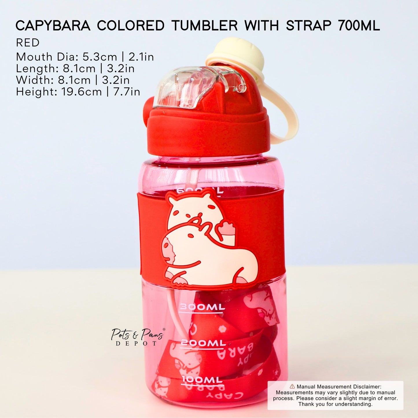 Capybara Colored Water Tumbler with Strap