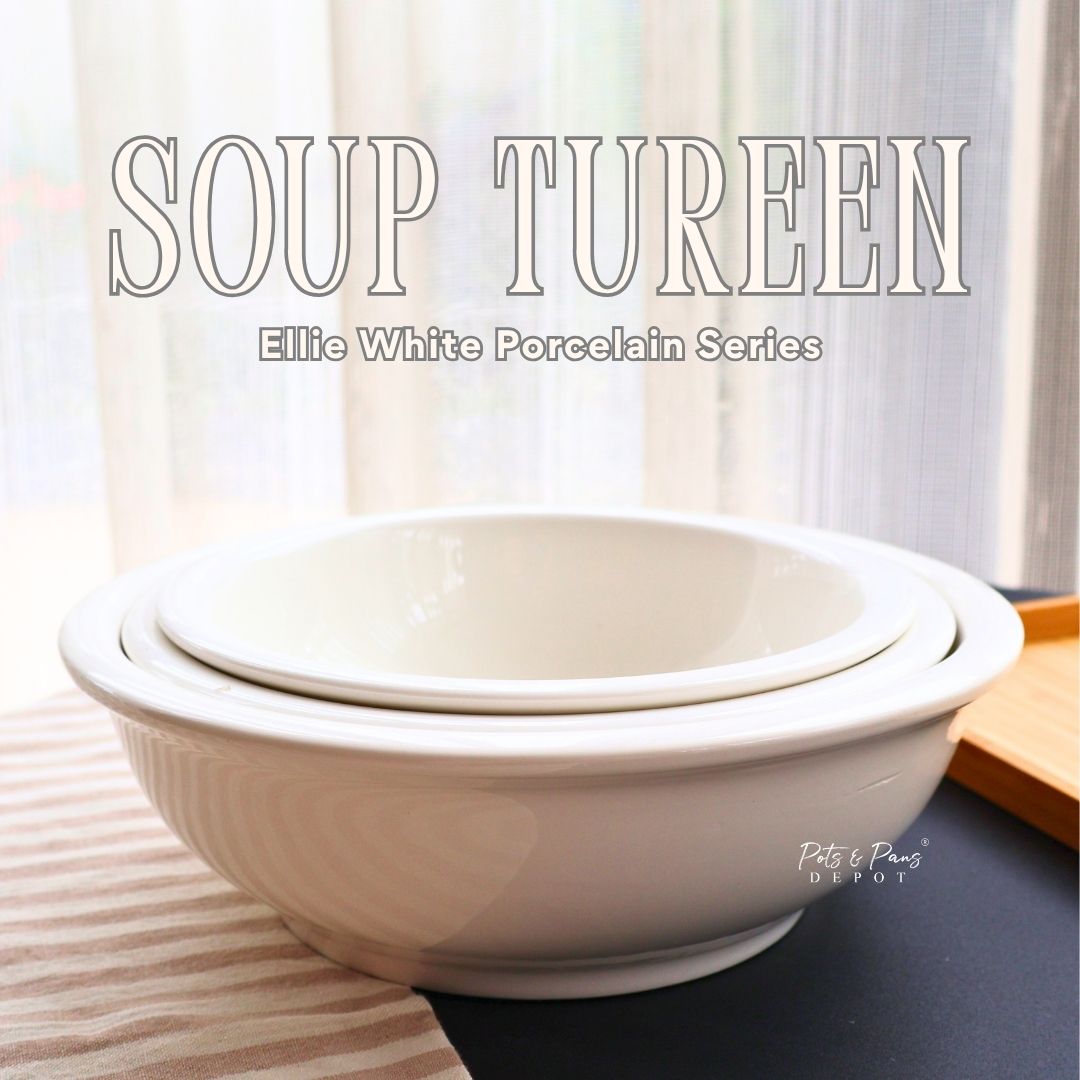 Ellie White Porcelain Soup Tureen Bowl