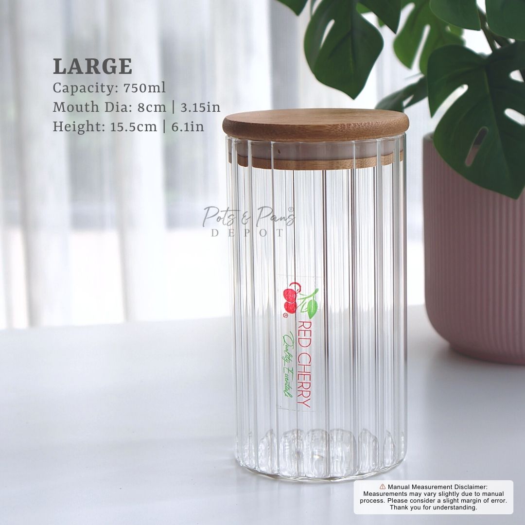 Bamboo Lid Airtight Ridged Jar