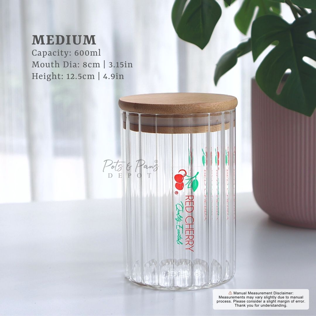 Bamboo Lid Airtight Ridged Jar