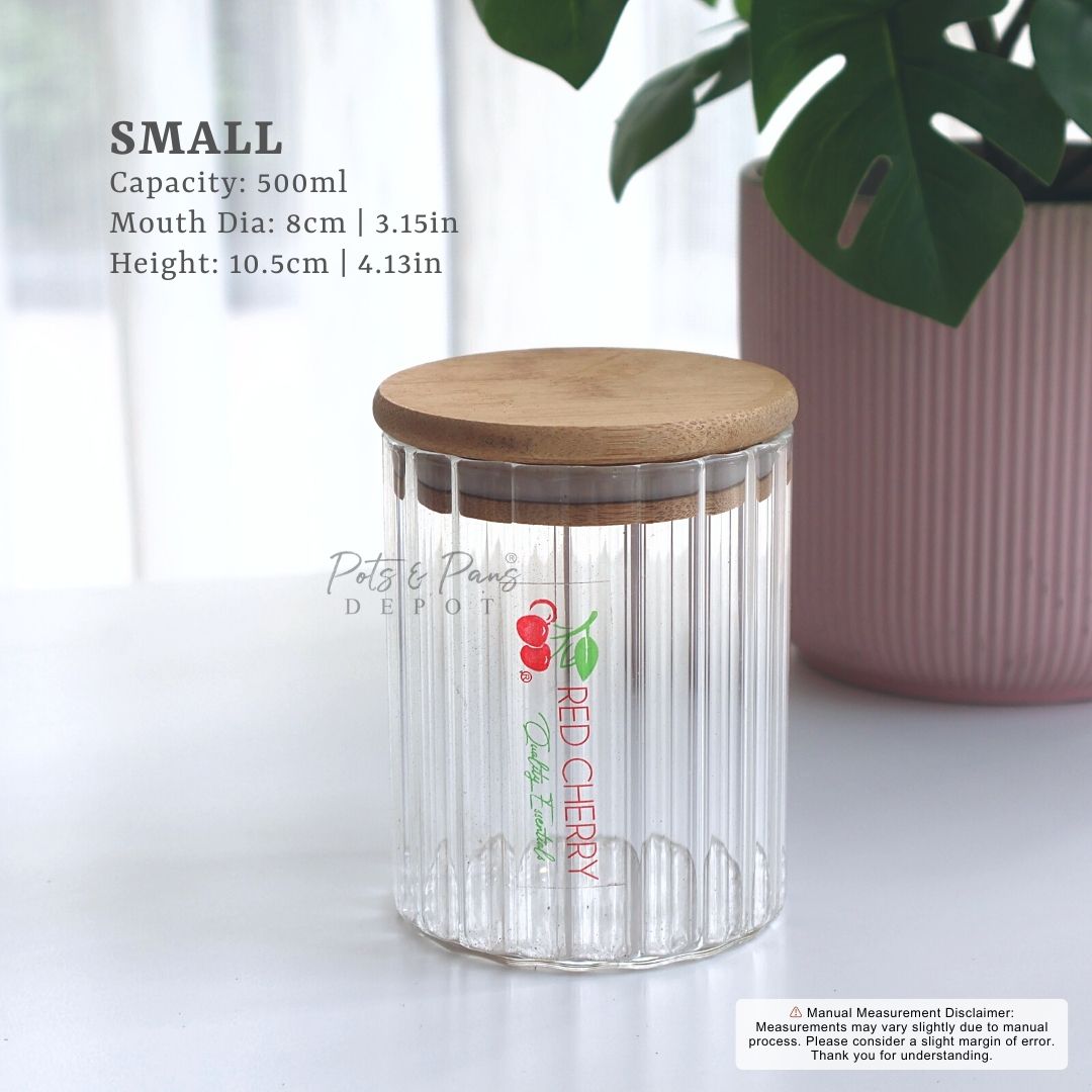 Bamboo Lid Airtight Ridged Jar