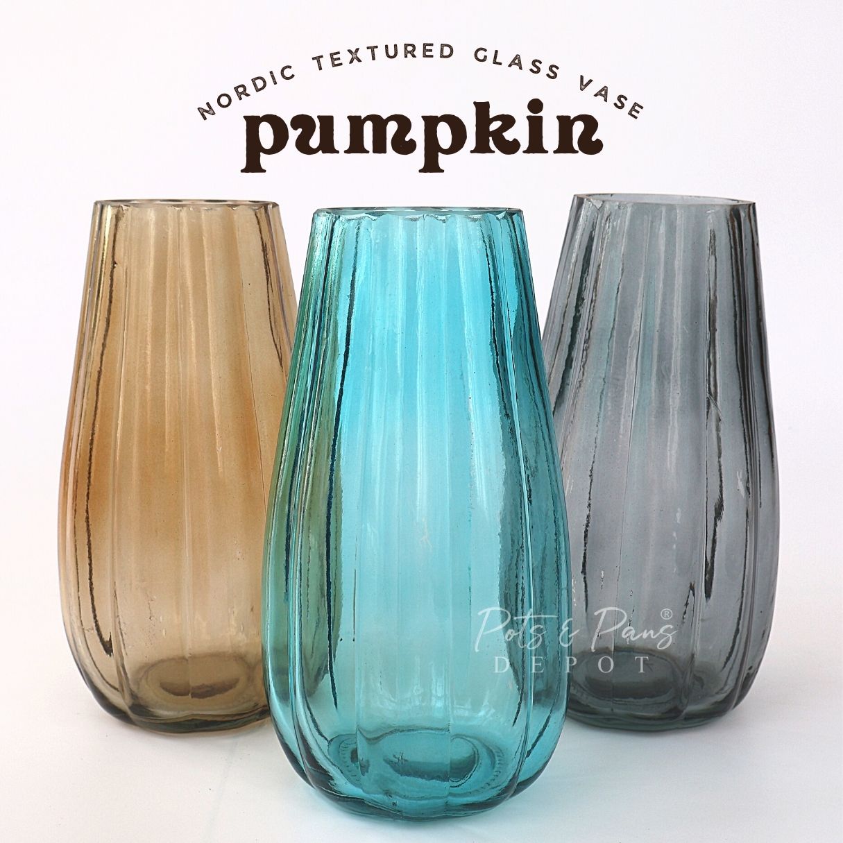 Pumpkin Nordic Textured Glass Vase