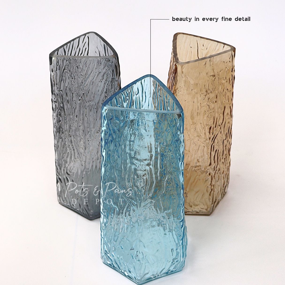 Wood Nordic Textured Glass Vase