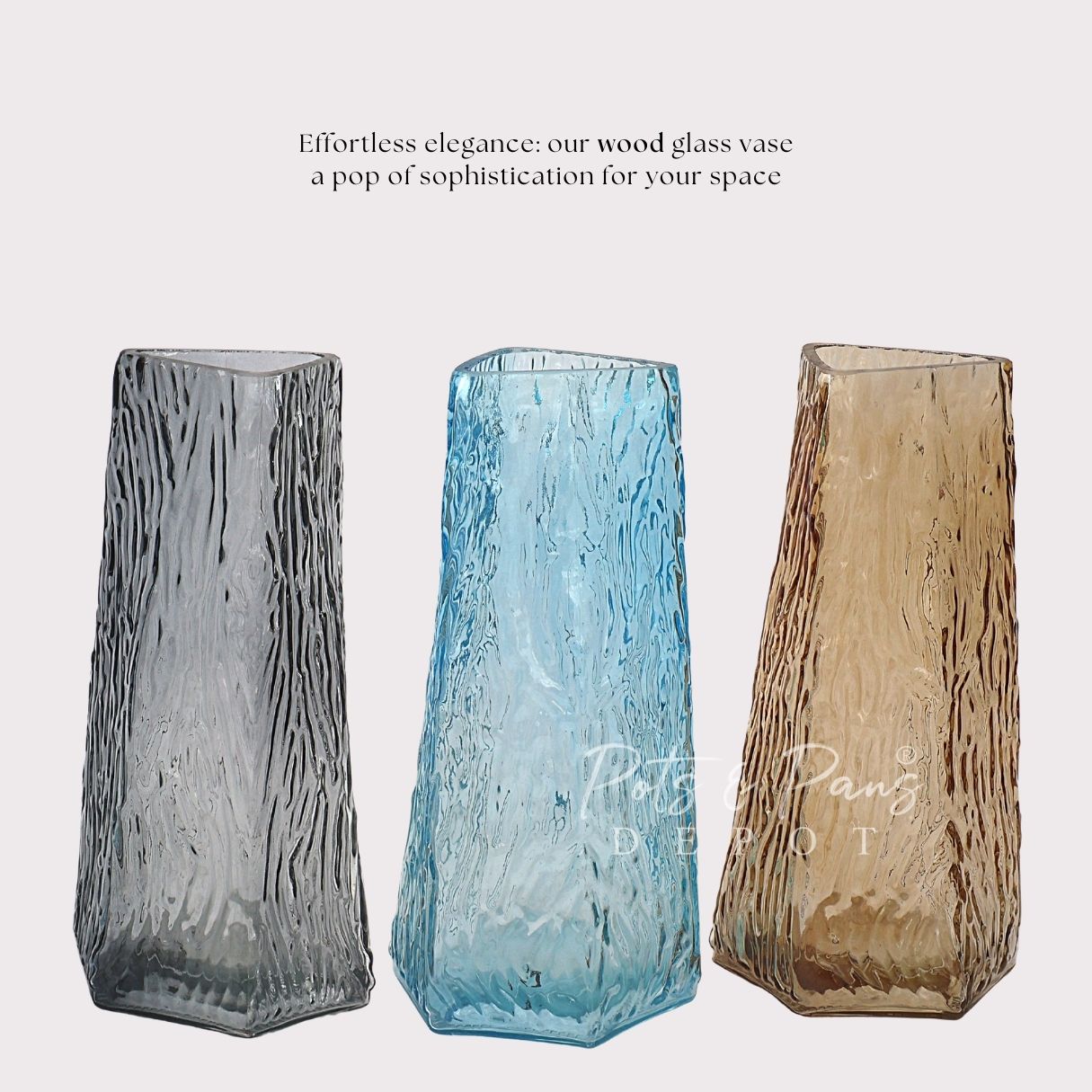 Wood Nordic Textured Glass Vase