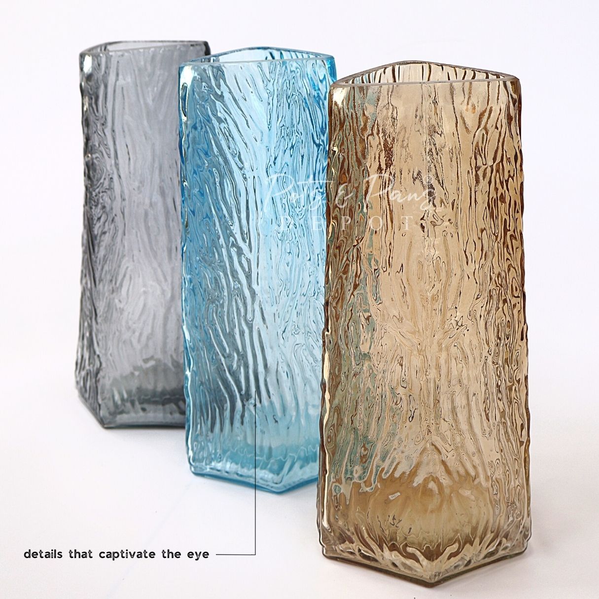 Wood Nordic Textured Glass Vase