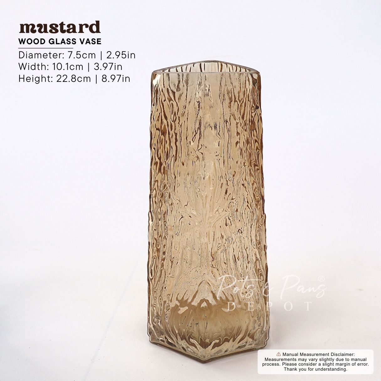 Wood Nordic Textured Glass Vase