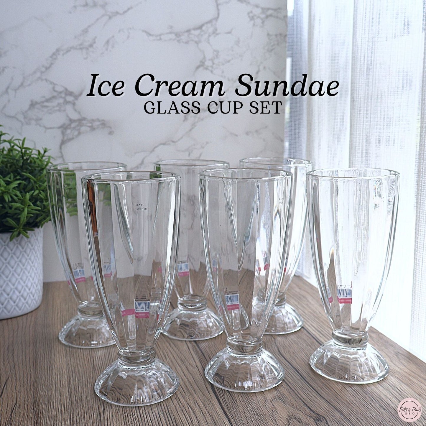 Ice Cream Sundae Glass Cup Set