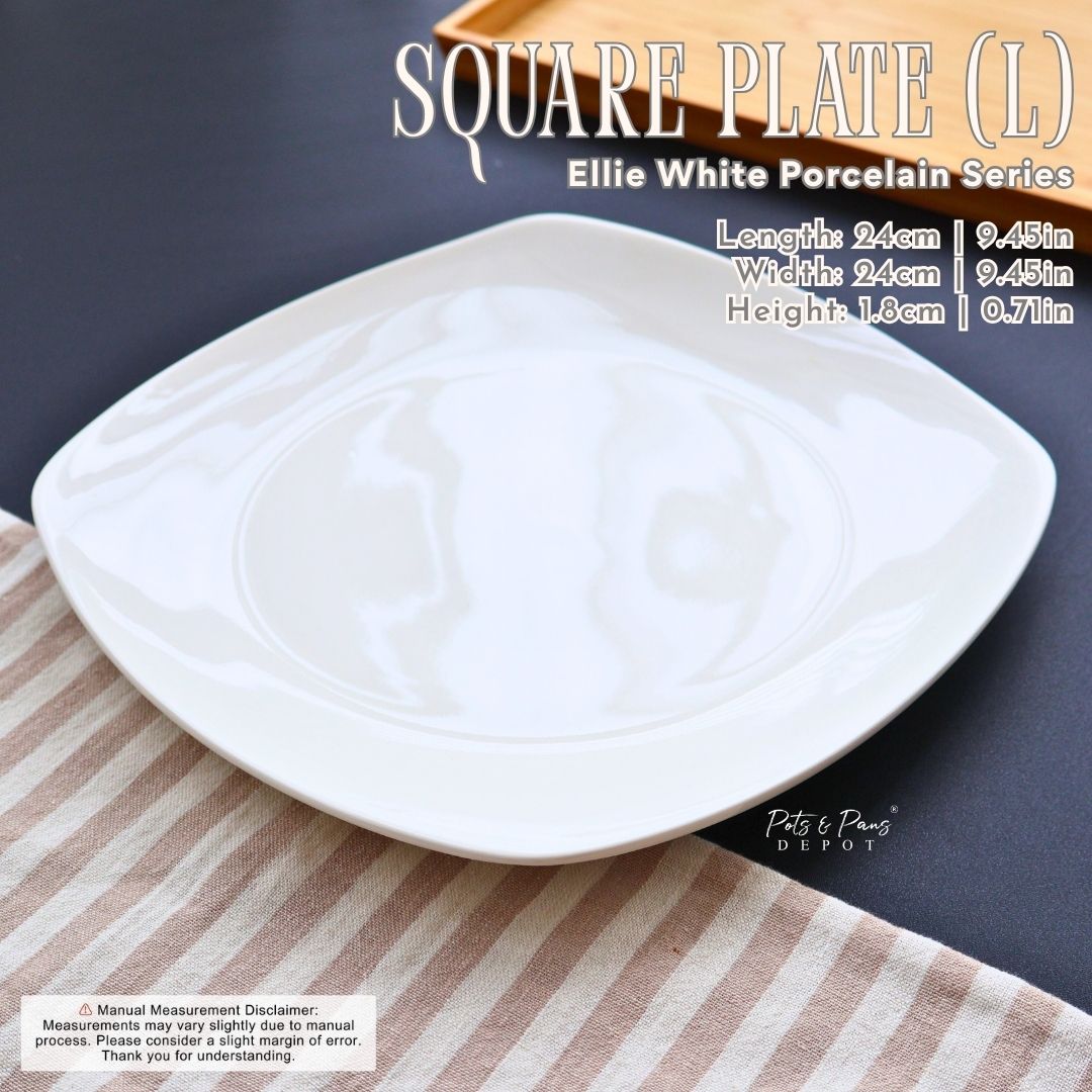 Ellie White Porcelain Square Plate