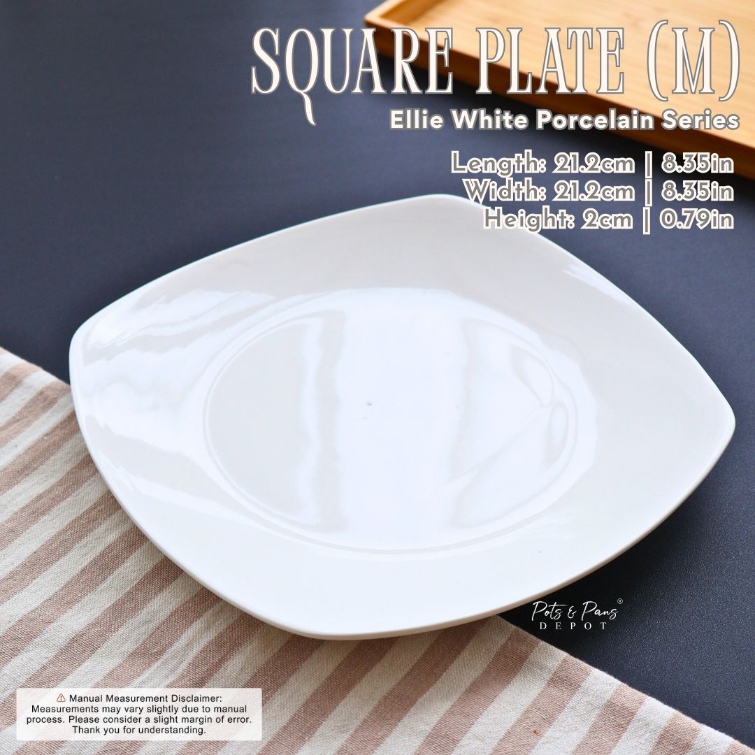 Ellie White Porcelain Square Plate