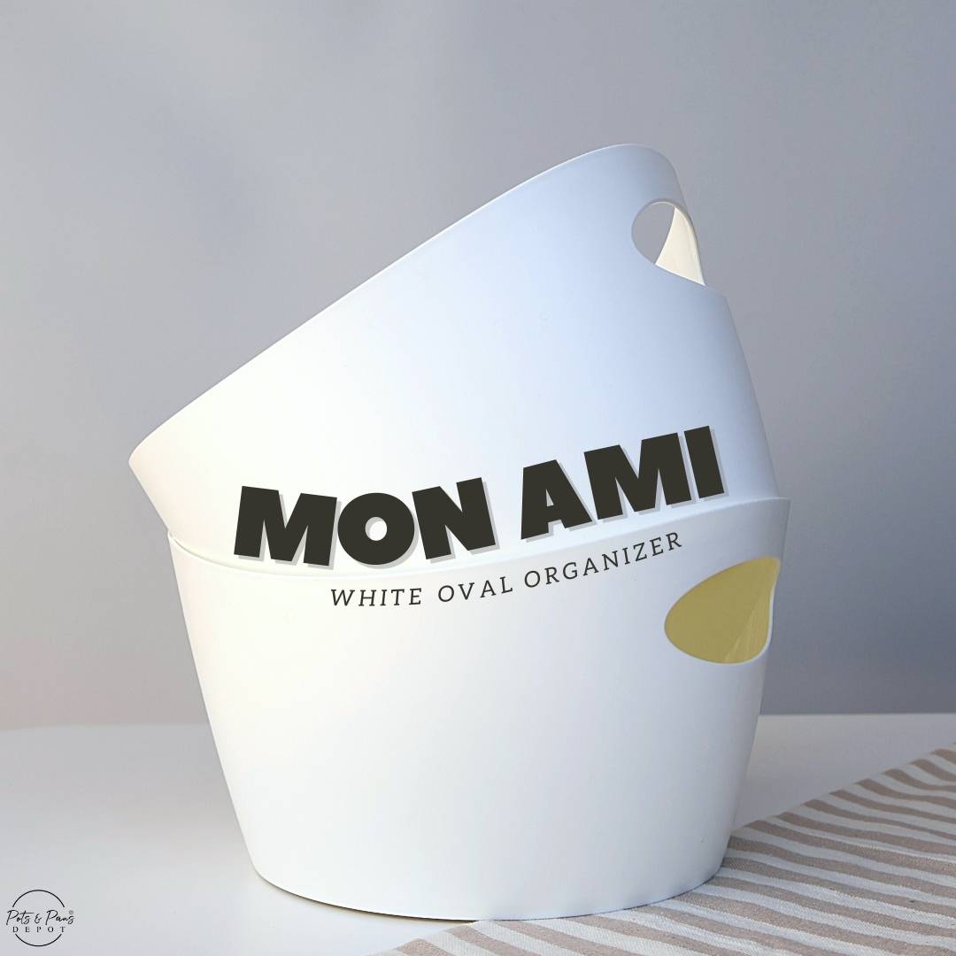 Mon Ami White Oval Basket Organizer