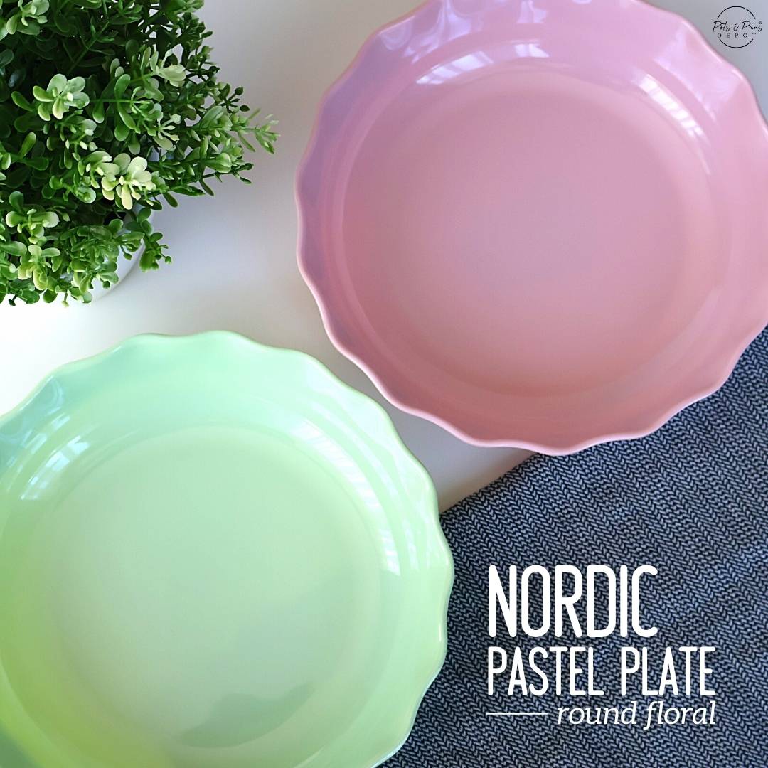 Round Floral Nordic Pastel Plate