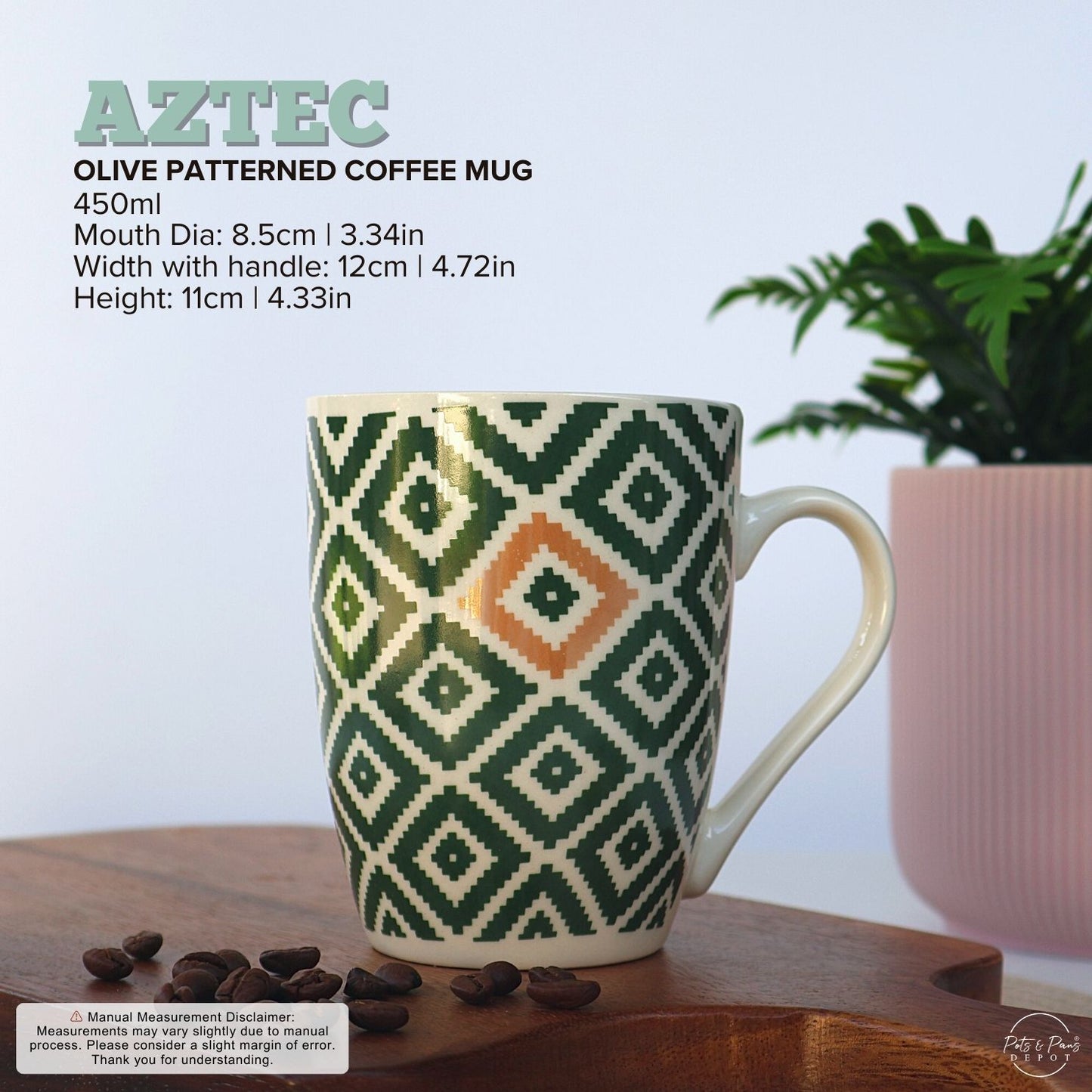 Olive Patterned Coffee Mug 450ml