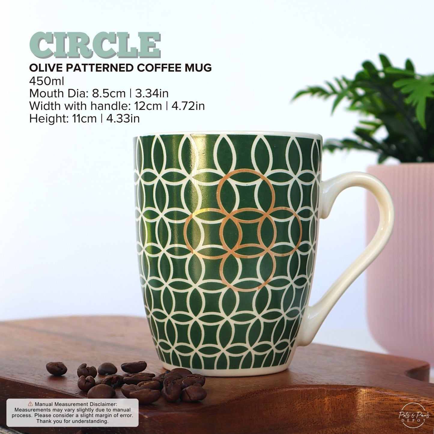 Olive Patterned Coffee Mug 450ml