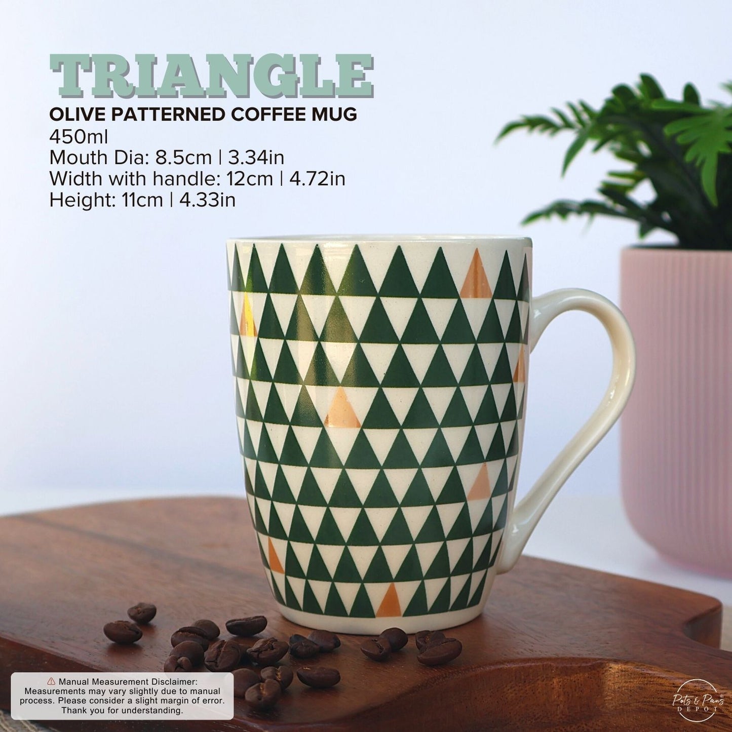 Olive Patterned Coffee Mug 450ml