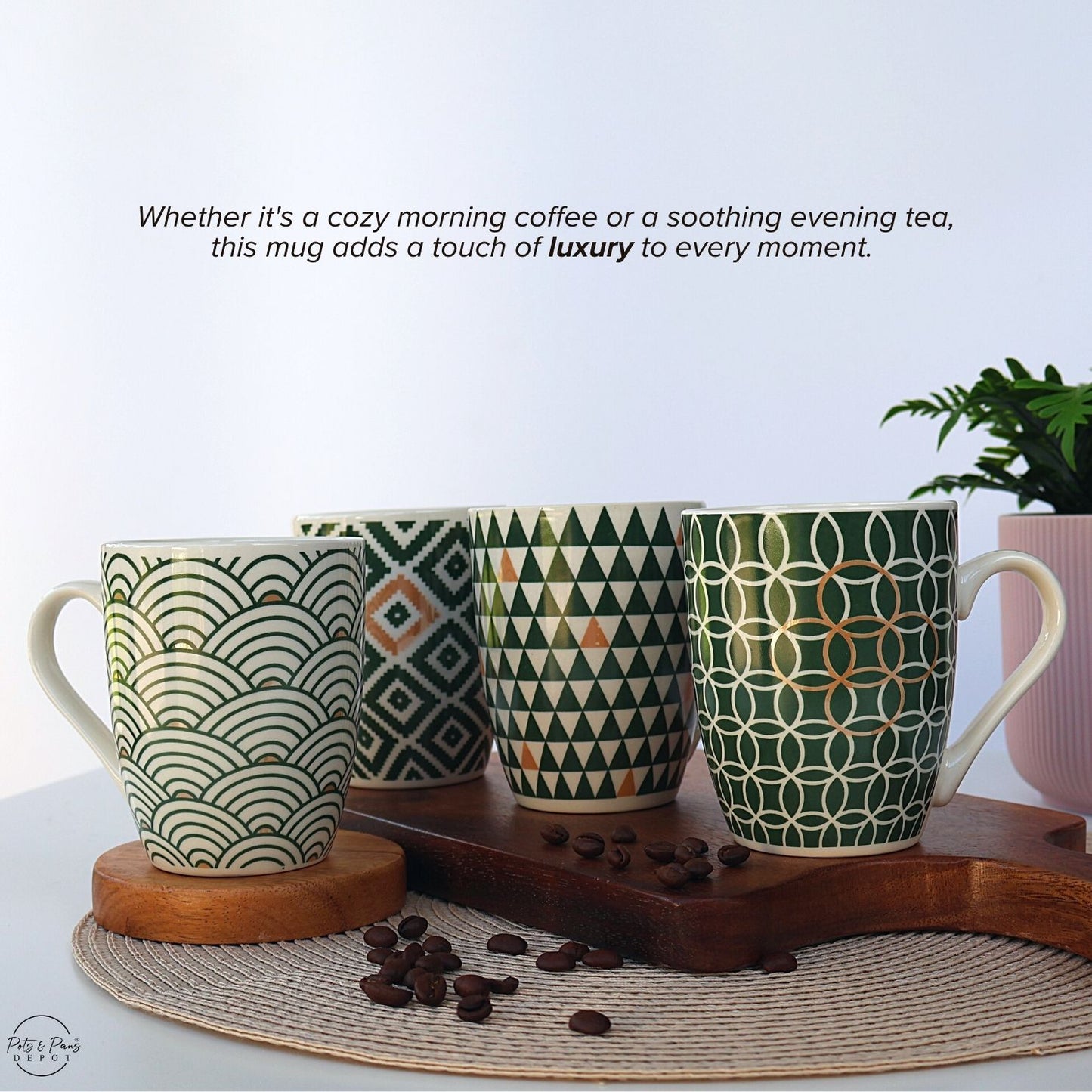 Olive Patterned Coffee Mug 450ml