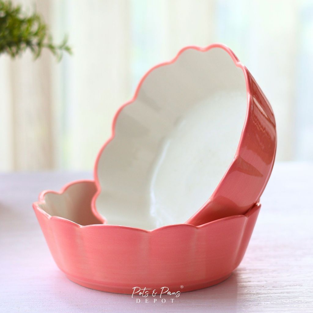 Red Cherry Sakura Ceramic Pie Pan | Oven Safe |  Ceramic Salad Plate