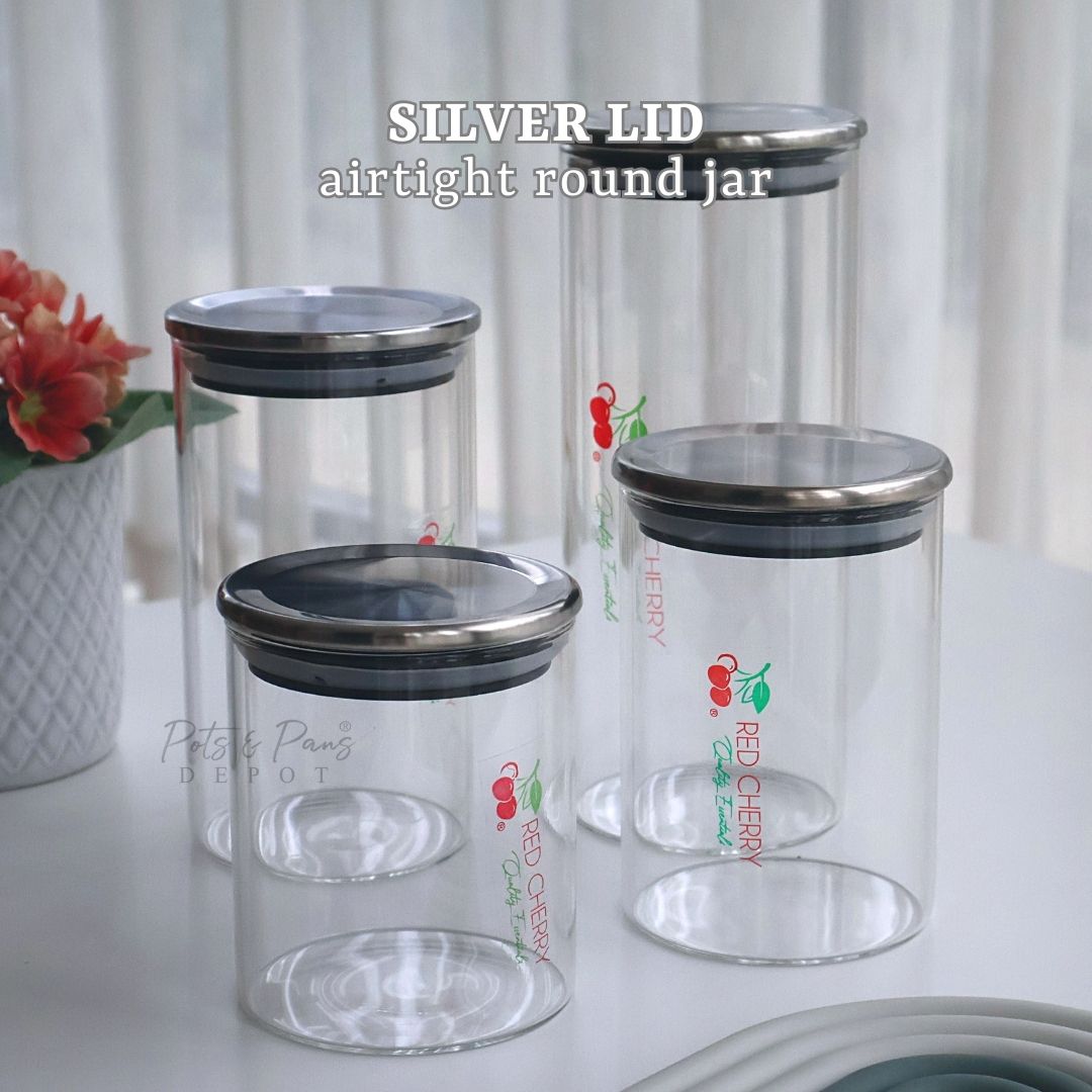 Silver Lid Airtight Round Jar