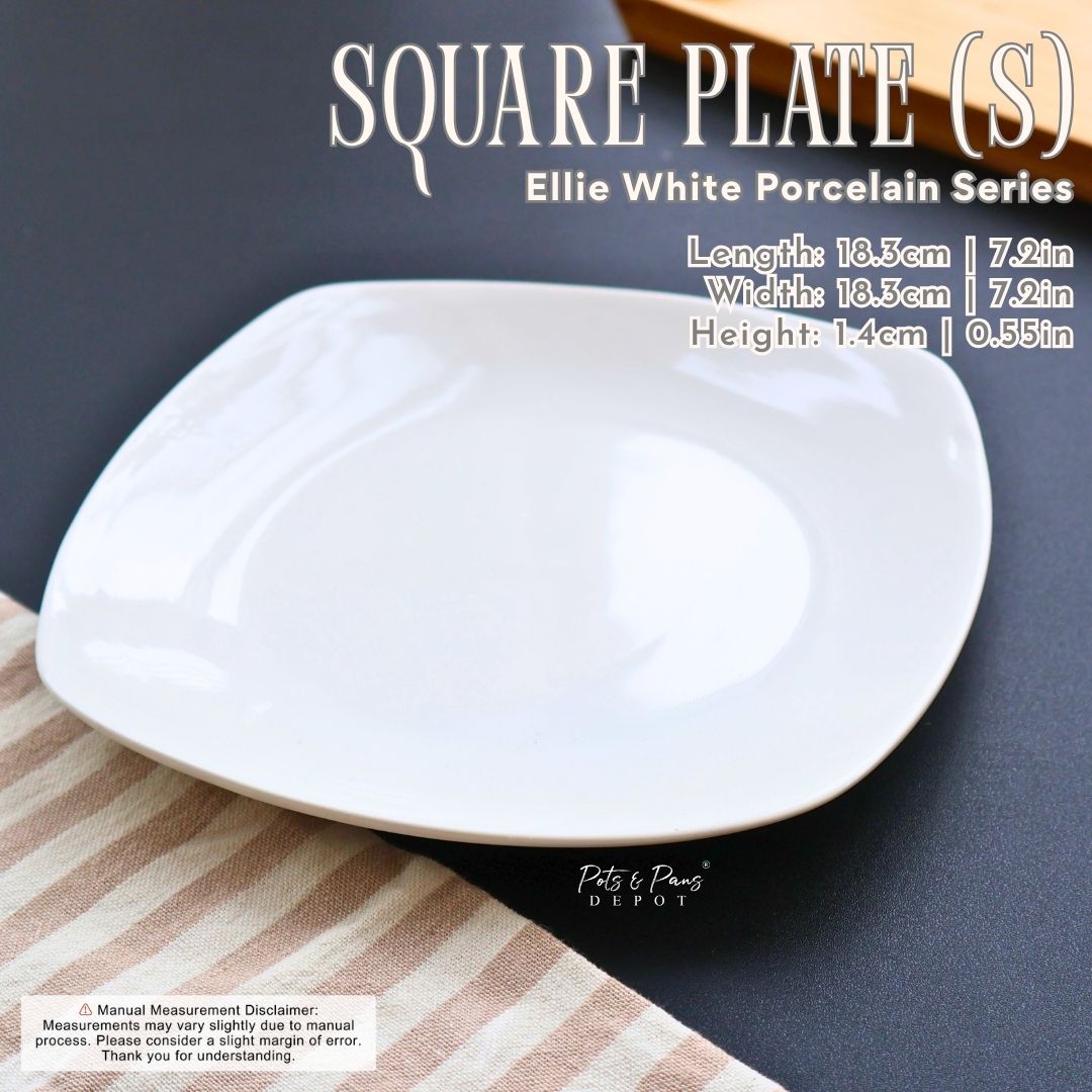 Ellie White Porcelain Square Plate