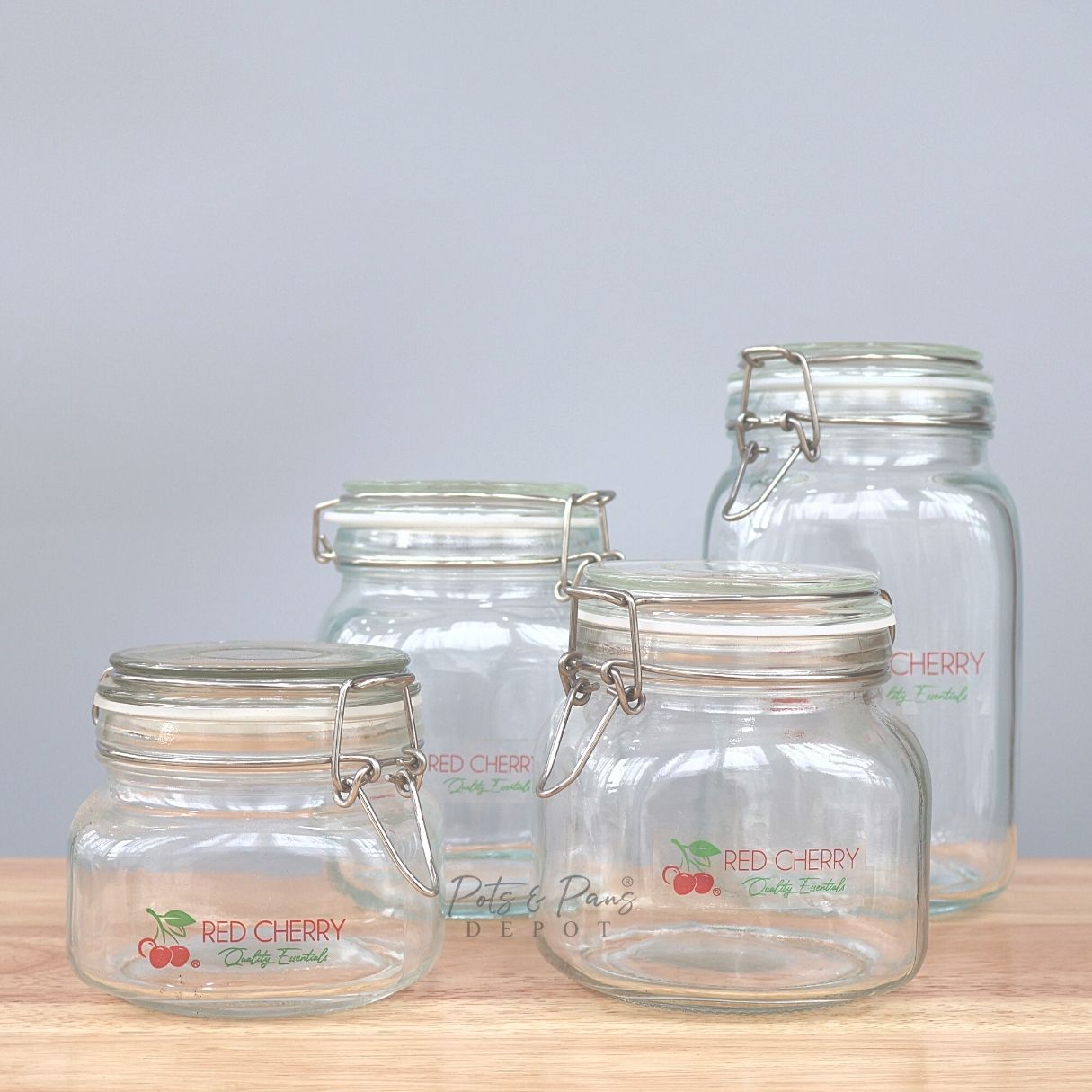 Red Cherry Square Airtight Jar w/ Lock