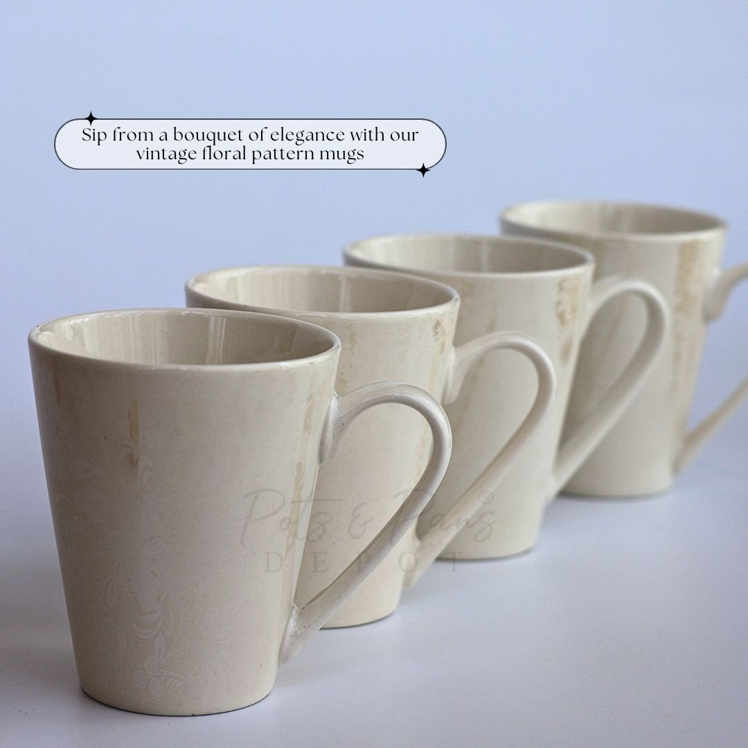 Vintage Floral Printed White Coffee Mug
