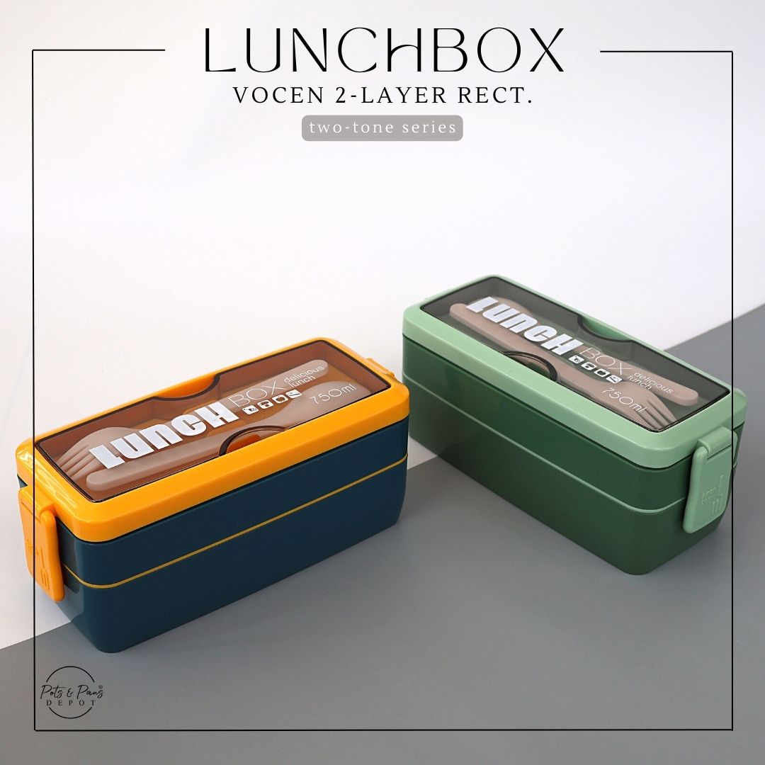 Vocen 2 Layer Rect. Lunchbox-Two Tone 750ml