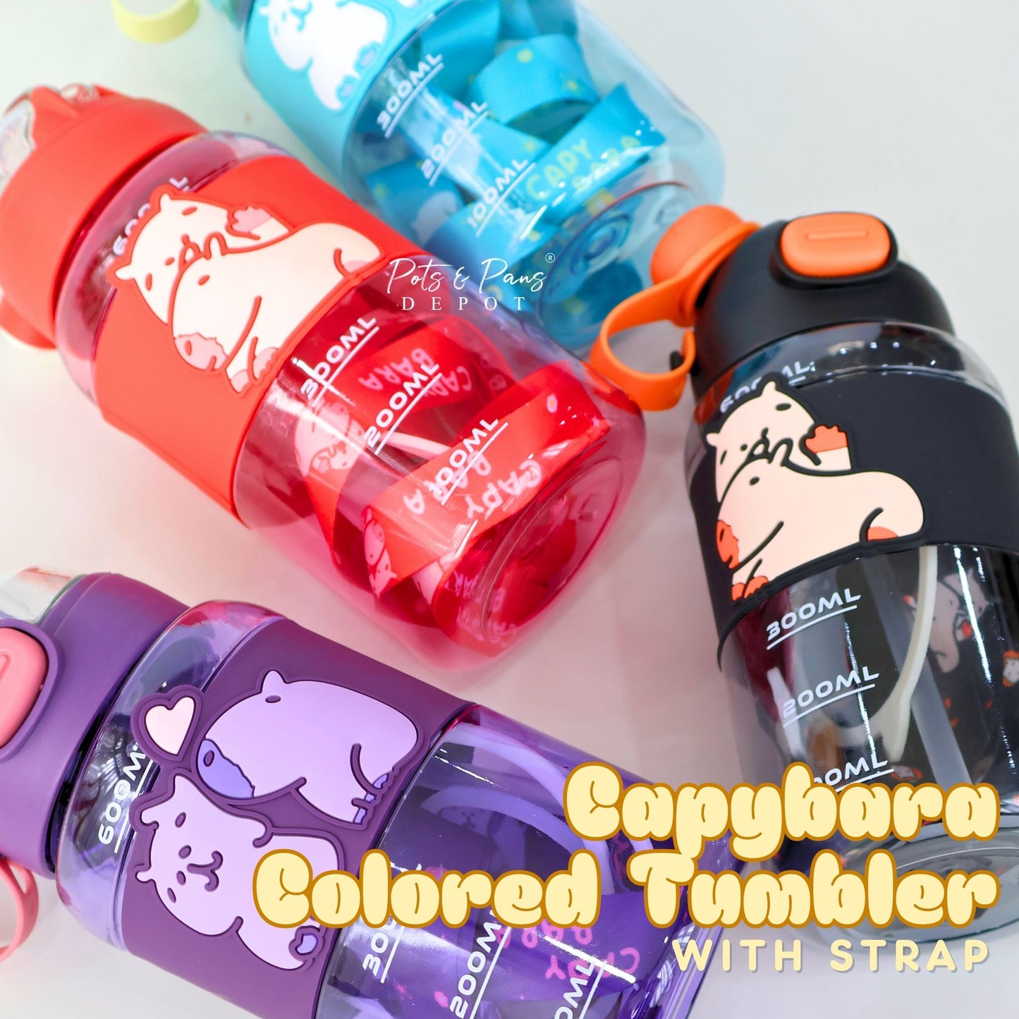 Capybara Colored Water Tumbler with Strap