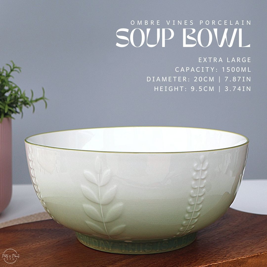 Ombre Vines Porcelain Soup Bowl