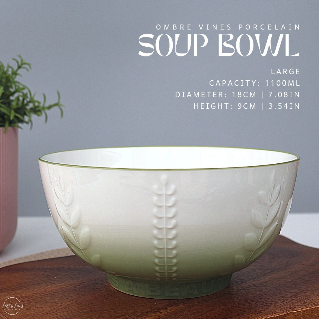 Ombre Vines Porcelain Soup Bowl