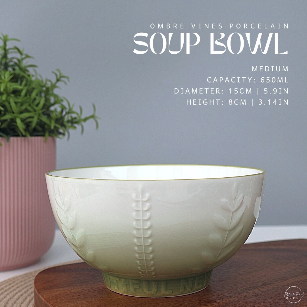 Ombre Vines Porcelain Soup Bowl