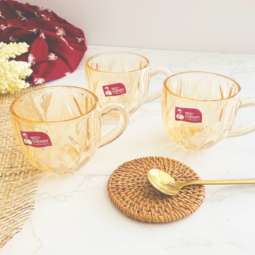 Red Cherry Colored Glass Teacup