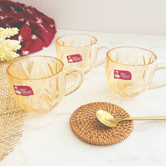 Red Cherry Colored Glass Teacup