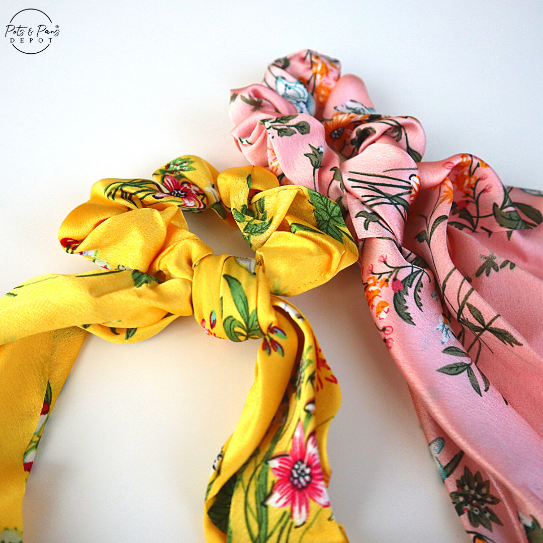 Floral Ribbon Hair Tie Scrunchie