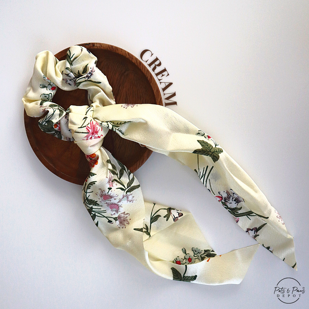 Floral Ribbon Hair Tie Scrunchie