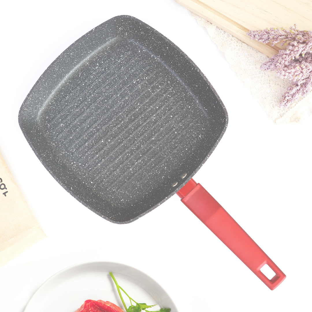 Red Cherry Nonstick Sq. Steak Pan