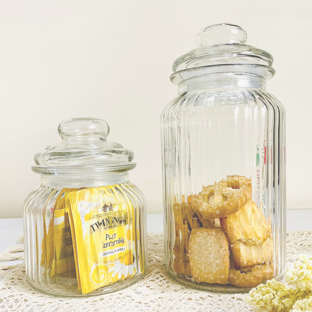 Red Cherry Airtight Ridged Glass Jar