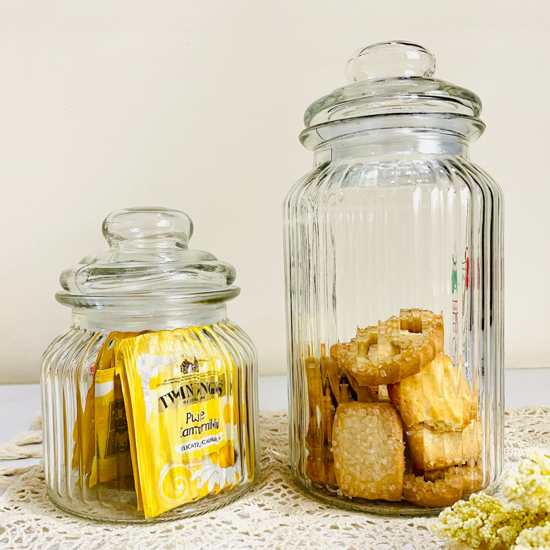 Red Cherry Airtight Ridged Glass Jar