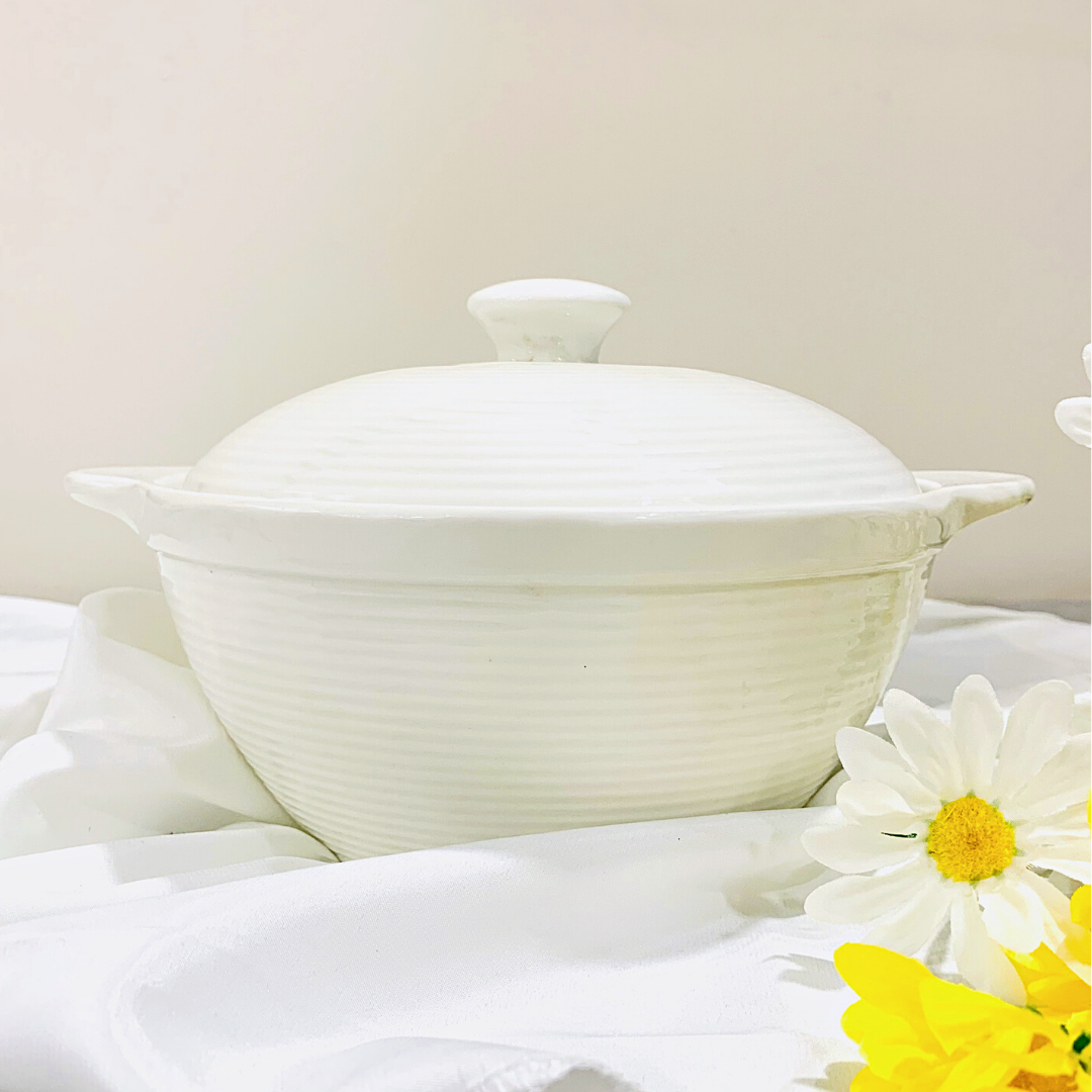 White Ceramic Casserole Pot