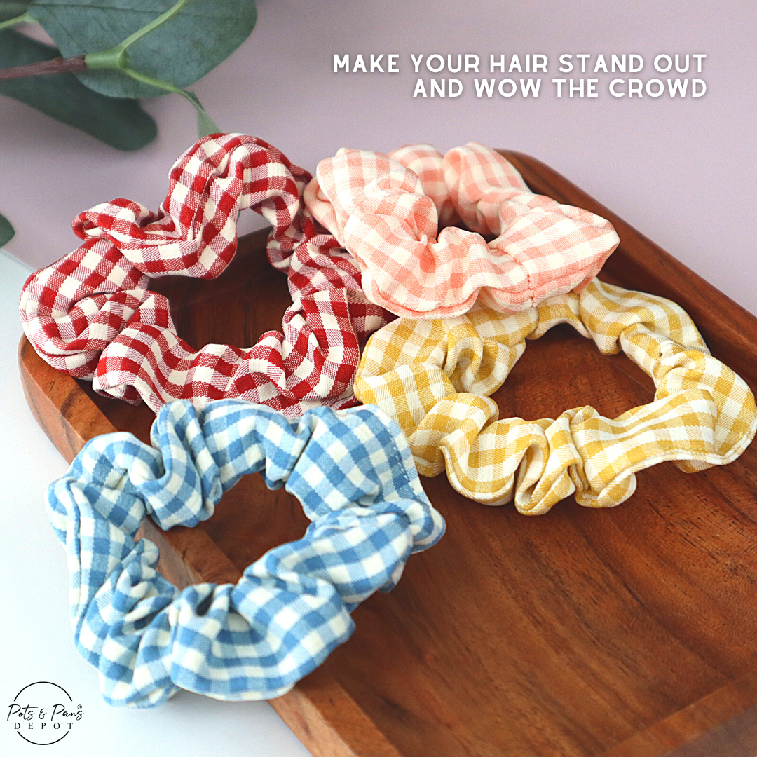 Korean Style Checkered Midi Scrunchie