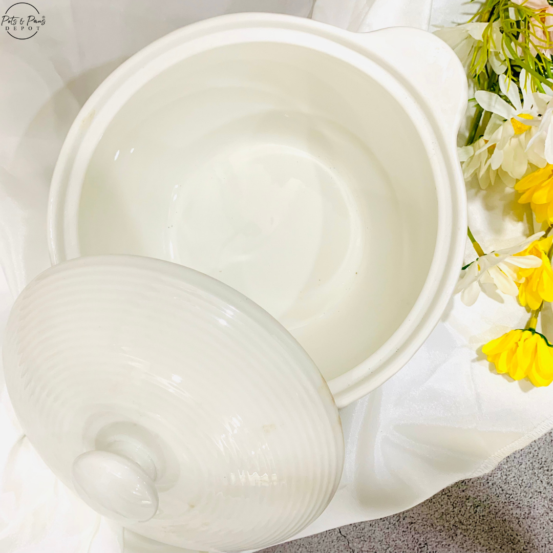 White Ceramic Casserole Pot