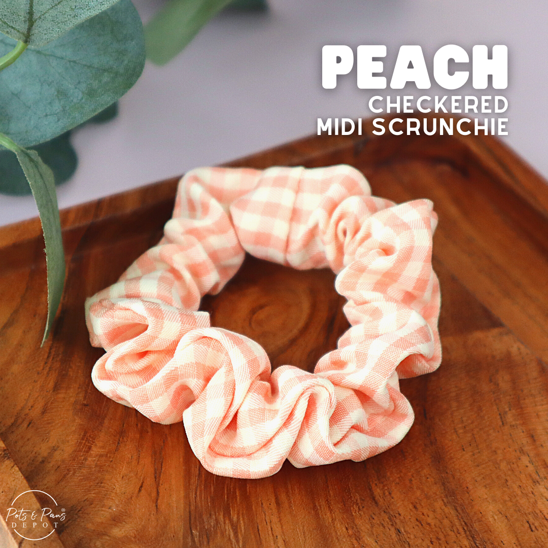 Korean Style Checkered Midi Scrunchie